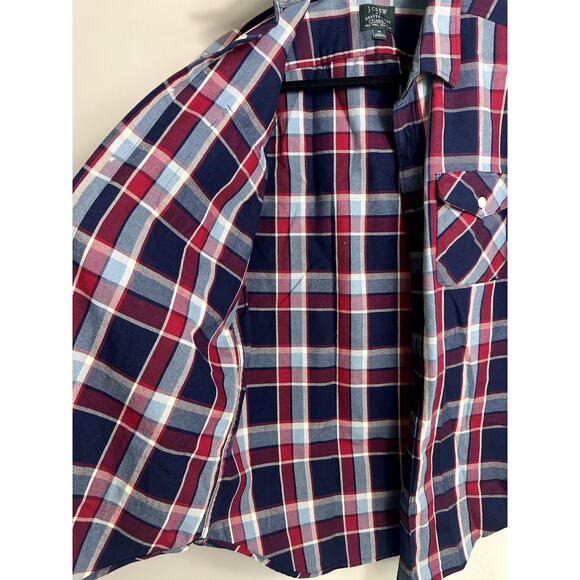 J. Crew Heavyweight Flannel Red/Blue Plaid Men's Size Medium - Picture 4 of 12